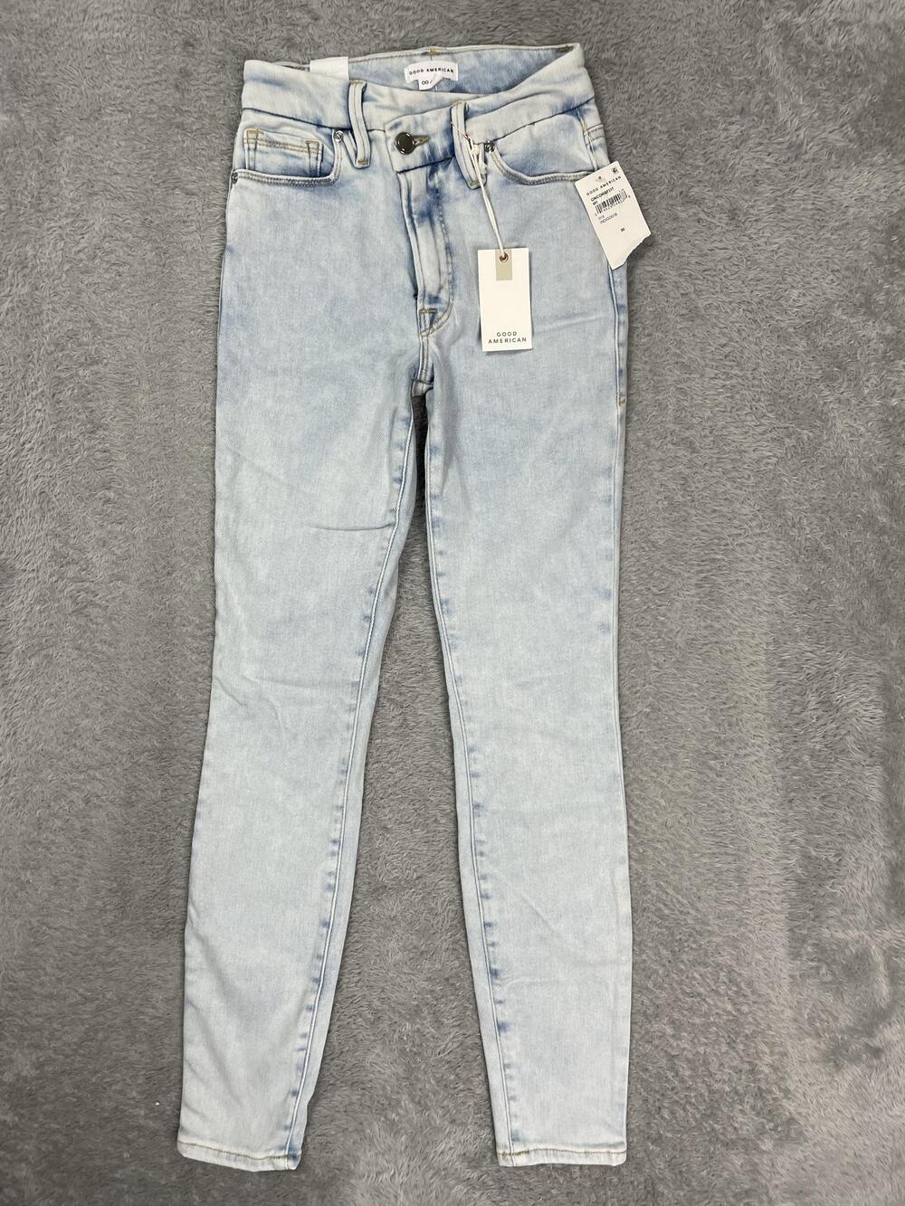 Good American Good Waist Skinny Jeans Womens 00 Light Wash High Rise Denim